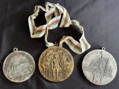 1896, 1908, 1920 Replica Olympic Medals (3): Trio of bronzed or silvered large replica participation