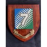1997 RWC Sevens Classic Shield Shaped Rugby Wall Plaque: Brown with colourful IRB RWC logo and