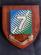 1997 RWC Sevens Classic Shield Shaped Rugby Wall Plaque: Brown with colourful IRB RWC logo and