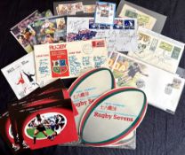 S Hemisphere Rugby Philatelic Selection (37): Fiji Stamp, Rugby at Comm. Games 1998; NZ 3 FDC’s