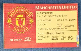 TICKET: Treble season 1998/99 Manchester United v Everton 21 March 1999. (1)