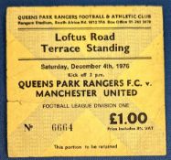 TICKET: 1976/77 QPR v Manchester United Division 1, 4 December 1976. (1)