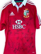 2013 British and I Lions Signed Rugby Jersey: As-new replica Adidas M jersey, short-sleeved, fully-