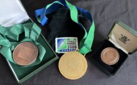 2002 and 2006 Trio of Women’s RWC Rugby Medals (3): From Barcelona in 2002, bronzed participation