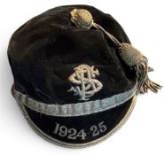 1924-5 ‘SPS’ (?) Rugby Honours Cap to S Howlett: Or possibly PSS, a black velvet example with gold