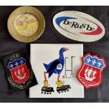 French Interest Rugby Miscellany (5): c.6” square white ceramic tile with colourful and typically