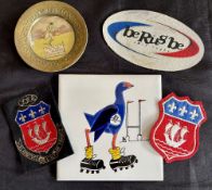 French Interest Rugby Miscellany (5): c.6” square white ceramic tile with colourful and typically