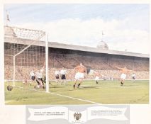 1953 FA Cup Final The Stanley Matthews Final Signed Print by artist M Epwins, signed in pencil,