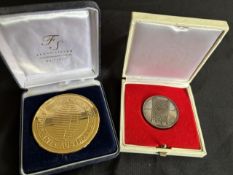 1995 and 2003 RWC Participation Rugby Medals (2): 1995 tarnishing silvered, boxed; 2003 bright