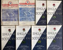 1947-77 England v Scotland Rugby Programmes (8): Issues from 47 (worn) 49, 57 inc cutting, 65 (