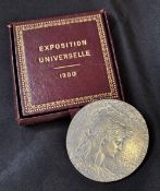 1900 Paris Olympics Medal: Scarce, splendid, large, highly decorated silver medal by Chaplain,