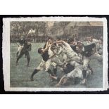 1893 Rugby Print, US Selected Part of Scotland v England 1887 Original: a ‘close-up’, trimmed