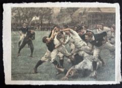 1893 Rugby Print, US Selected Part of Scotland v England 1887 Original: a ‘close-up’, trimmed