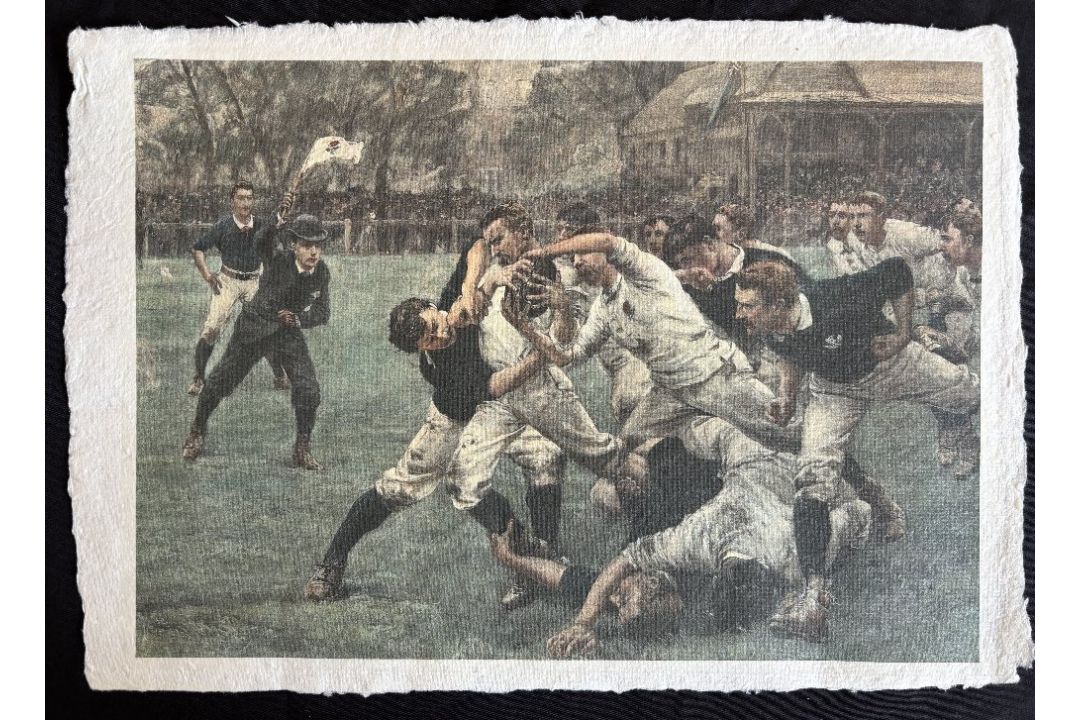 1893 Rugby Print, US Selected Part of Scotland v England 1887 Original: a ‘close-up’, trimmed