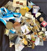 Pin Badges, many Sport-related, inc Rugby and Olympics (c100): Fascinating miscellany, many easily