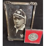 1931 and 1976-8 Welsh Rugby Interest Photograph and Medal (2): Small b/w photo of a Welsh Schools