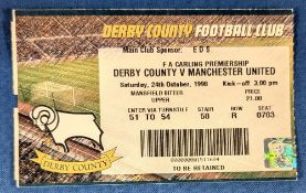 TICKET: Treble season 1998/99 Derby County v Manchester United 24 October 1998. (1)