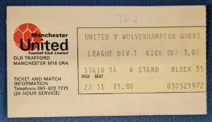 TICKET: 1978/79 Manchester United v Wolves Division 1, 7 May 1979. (1)