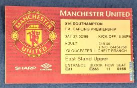 TICKET: Treble season 1998/99 Manchester United v Southampton 27 February 1999. (1)