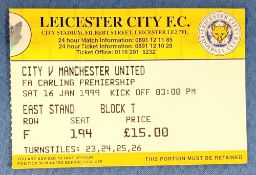TICKET: Treble season Leicester City v Manchester United 16 January 1999 (1)
