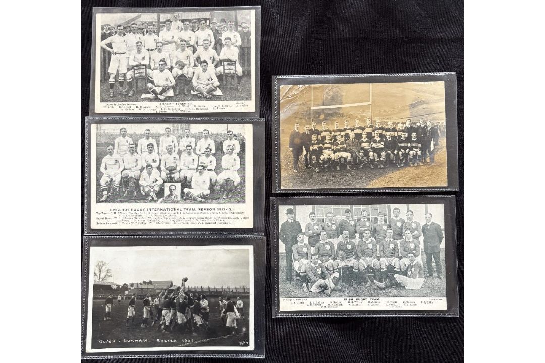 1905 to 1913 Vintage English and Irish Rugby Postcards (5): England v Wales at Bristol, 1908; v S