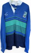 1999 RWC Mizuno Long-sleeved Rugby Jersey: Multicoloured blue, green and black hooped RWC official