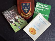 Scottish Interest Rugby Programmes etc (4): Scarce Edinburgh Wanderers Select v The Wolfhounds, 1975