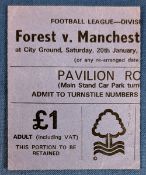 TICKET: POSTPONED 1978/79 Nottingham Forest v Manchester United 20 January 1979. (1)