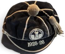 1925-6 Neath Rugby Honours Cap to A. Smith of Swansea: Lovely black velvet cap by Bukta, with silver