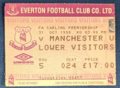 TICKET: Treble season 1998/99 Everton v Manchester United 31 October 1998. (1)