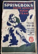 1931-2 Souvenir of the Springboks’ UK Rugby Tour: Familiar softback with colourful dramatic cover