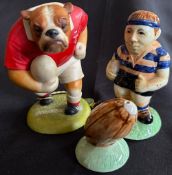 Rugby Ceramics Trio (3): Nice lot, the well-known ‘Bulldog’ series by Robert Harrop, this example in