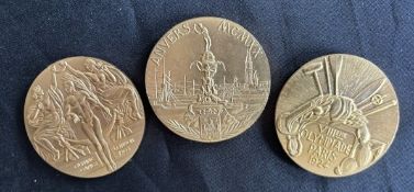 1908, 1920, 1924 Replica Olympic Medals (3): Trio of fine bronzed replica participation medals
