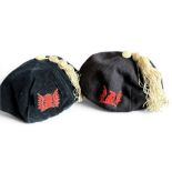 1900s? Pair of Epsom College Rugby Honours Caps (2): Very old nice duo, peakless style, navy/
