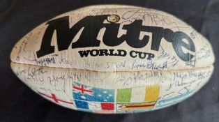1987 1st RWC Multi Signed Colourful Miniature Mitre Rugby Ball: This is a beauty: white leather