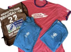 RWC Official Rugby Leisurewear (4): Light blue polo and T shirts, World Rugby logoed, L and 3XL,
