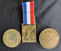 1900, 1920, 1924 Replica Olympics with Rugby Medals (3): Trio of fine bronzed replica