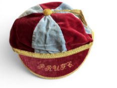 Petersham RFC Australia Colourful Rugby Honours Cap: From Down Under, large two-tone red and sky-