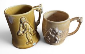 1930s on Pair of Ceramic Rugby Tankards (2): Nice duo, Staffordshire Pottery mid-20th century