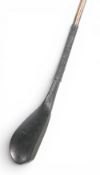 Early McEwan c1800 dark stained play club showing a typical flat lie, maker’s marks to the crown,