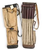 2x Canvas and leather trim Golf Bags – features an Atlantic Products with club dividers, pockets