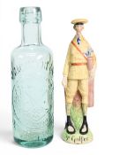 Scarce J MacIntyre & Co North Berwick moulded glass bottle c1920 – with Far & Sure Golf Crest to