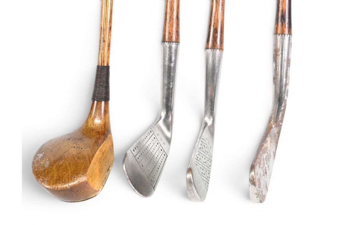 4x D&W Auchterlonie, St Andrews Golf Clubs all with initials ‘J N P’ stamped to the heads – features - Image 3 of 3