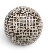 Goudie & Co mesh pattern gutty golf ball stamped to one pole by the maker, unusual