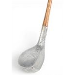 Mills BGS Model Patent alloy spoon with three rear square beechwood inserts one with a circular lead