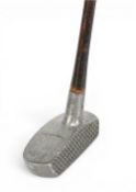 Schenectady styled centre shafted alloy mallet head putter stamped Auchterlonie to the crown and a