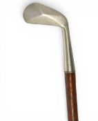 Sunday Golf Walking Stick with never rust diamond back alloy metal head iron, with brass tip,