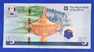Ryder Cup Gleneagles Scotland 2014 Commemorative £5 Bank Note – Royal Bank of Scotland – RCE040610