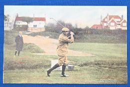 Golf Postcard – Harry Vardon Colour Postcard – depicts driving from the green, inscribed to reverse