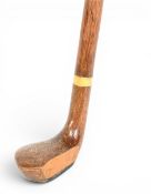 Sunday Golf Walking Stick with Anderson & Sons St Andrews marked wooden mallet head putter with